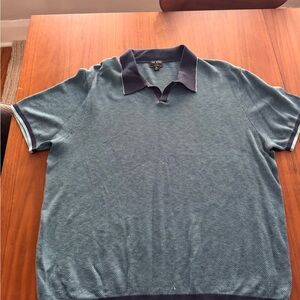 Todd Snyder Blue\Green Polo with Navy Collar